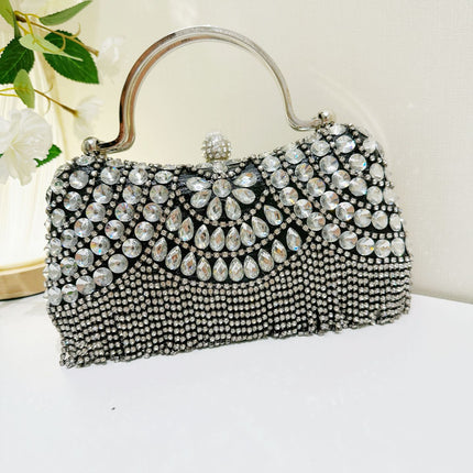 Cross-Border Women's Bags 2025 New European and American Fashion Rhinestone Handbag Ins Internet Celebrity Versatile Chain Evening Bag