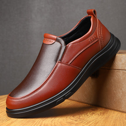 Business Casual Men's Leather Shoes Waterproof Non-slip fleece-lined Thickened Warm Cotton Shoes Fashionable Fashionable Lightweight All-match Leather Shoes