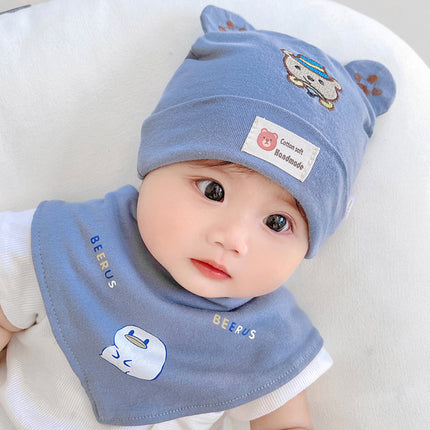 Katu Bear Infant Hat Spring & Fall 3-6-12 Months Male and Female Baby Pullover Hat Cotton 100-Day Sleeping Hat