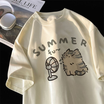 Cartoon Short-sleeved T-shirt 2025 New oversize Design Sense Niche American Loose All-match Half-sleeved Top ins