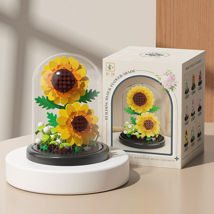 Cross-border Compatible Lego Eternal Flower Blocks Flower Sunflower Rose Potted Children's Assembled Toy Women's Ornament Gift