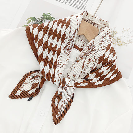 New wrinkled small square scarf female Korean imitation silk printed wrinkled small scarf Joker scarf decorative scarf wholesale