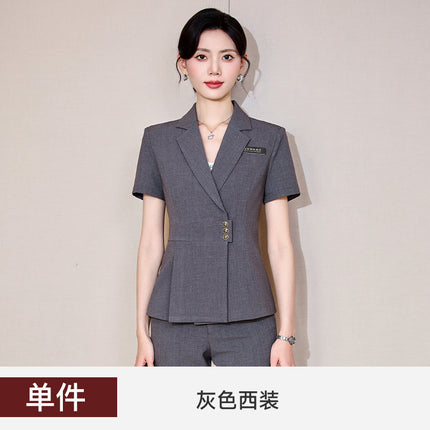 Stewardess Fan Short-sleeved Suit suit Women's Summer Thin Work Clothes Elegant High-end Beauty Salon Jewelry Store Business Wear