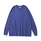 Royal blue-pure cotton 280g washed long-sleeved t-shirt / S