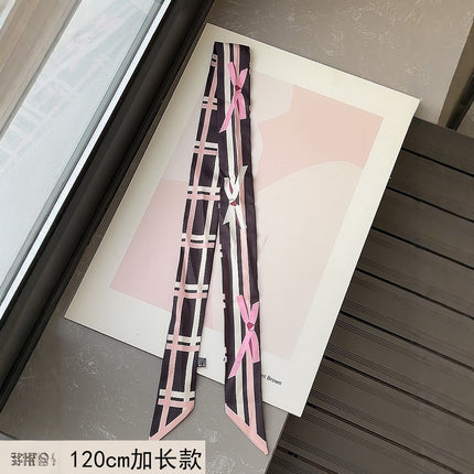 Lined Letter C Puppy Double-Layer Printed All-Match Tie Bag Ribbon Hair Band Ribbon Women's Decorative Small Scarf