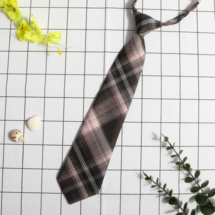 JK Small Tie Women's College Style Lazy Japanese Style Plaid Uniform Shirt Tie Student ins Men's and Women's Short Free Tie