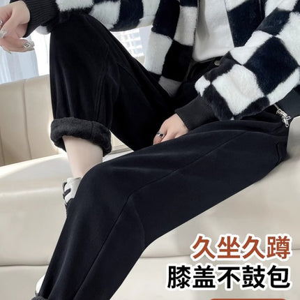 fleece-lined Thickened Harlan Jeans Women's Fashion All-match New High Waist Slimming Loose Casual Turnip Pants
