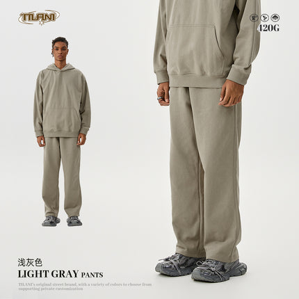 TILANI Men's 2025 Heavy Terry Sweater Pants American Style Trendy Brand Solid Color Trendy Men's suit Hoodie Straight Pants