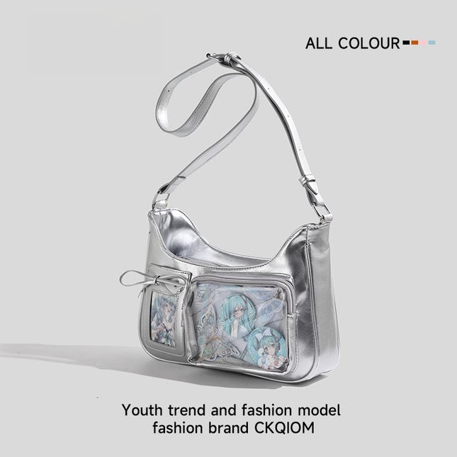 2025 New Japanese Pain Bag Single Shoulder Crossbody Bag Secondary Texte Small Food Daily Transparent Bag for Women