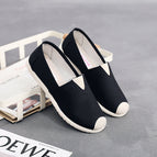 Pure black canvas shoes / 35
