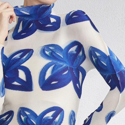 European High-End Printed Pleated Skirt Two-Piece Set Autumn New Miyake Fashion Pleated Suit for Women