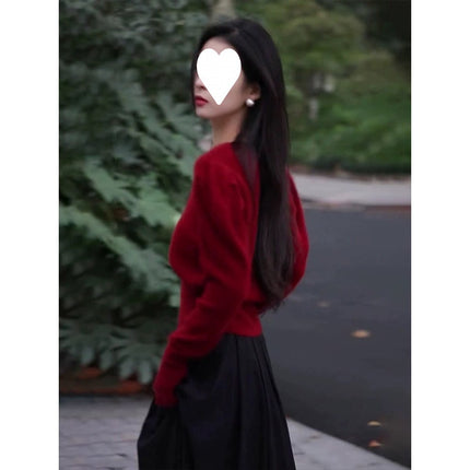2024 new autumn clothes with a set of women's new small high-end wear red two-piece suit skirt trend