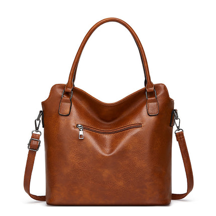 2024 New Women's Bag European and American Big Bag Foreign Trade Portable Tote Bag Soft Leather Large Capacity Shoulder Crossbody Women's Bag