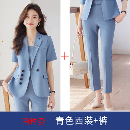 Professional Suit suit Women's Dress Temperament Slim Summer OL Commuter Tooling Hotel Front Desk Jewelry Store Work Clothes