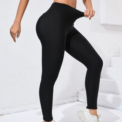 Customized Oem Cross-Border High-Quality Fashionable Black Leggings Fleece-Lined Autumn and Winter High-Elasticity Direct-Selling Thermal Pants