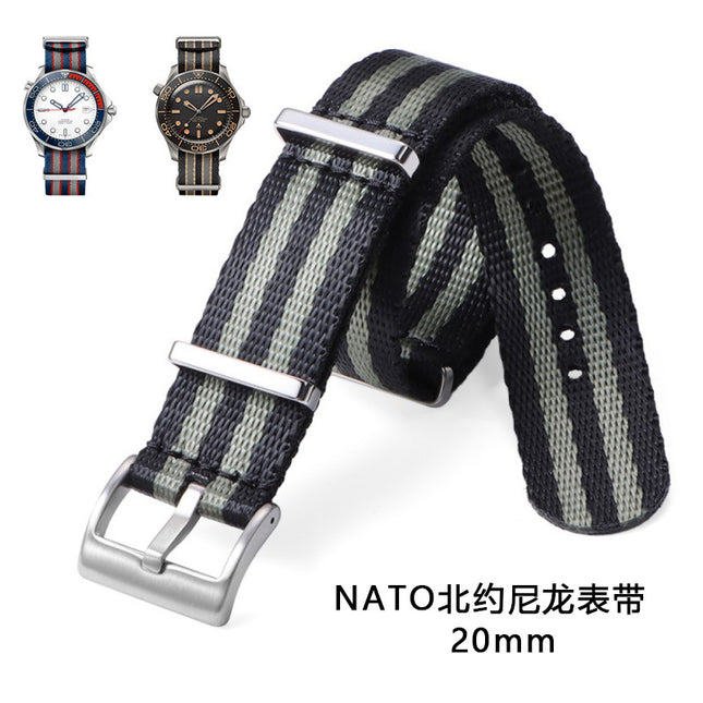 in stock NATO One Nylon Watch Strap for Omega Seahorse Speedmaster Canvas Watch Strap 20mm