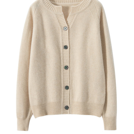 2025 Autumn and Winter Round Neck Cashmere Buttoned Cardigan Women's Cashmere Large Size Thickened Sweater Jacket Sweater Large Size