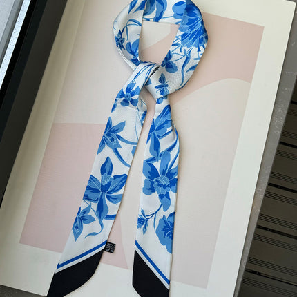 Lined Letter C Puppy Double-Layer Printed All-Match Tie Bag Ribbon Hair Band Ribbon Women's Decorative Small Scarf