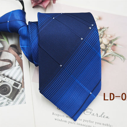 Factory In-Stock Zipper Tie Men's Formal Business 8cm Lazy Tie Red Black Striped Workplace Striped Tie
