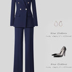 9381 blue suit + straight pants