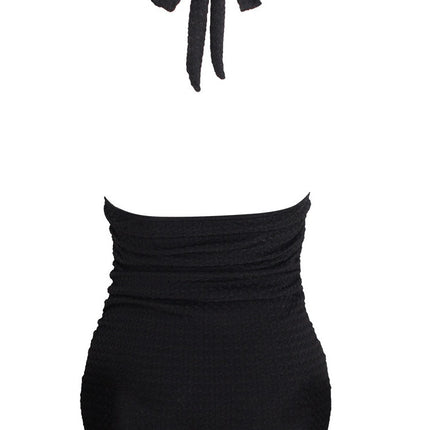 Cross-border new European and American women's one-piece swimsuit jacquard coffee bean fabric printed backless AliExpress swimsuit