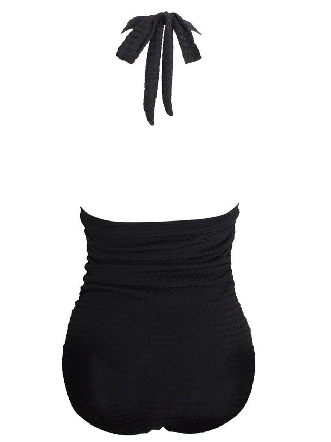 Cross-border new European and American women's one-piece swimsuit jacquard coffee bean fabric printed backless AliExpress swimsuit