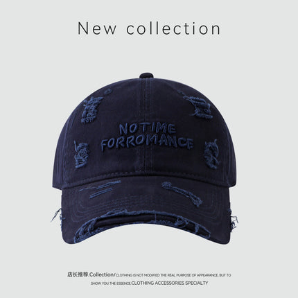 Korean-style Hole Embroidered Letter Baseball Cap Women's Summer Outdoor Sun Protection Showing Face Small Wide Brim Soft Top Sunshade Hat