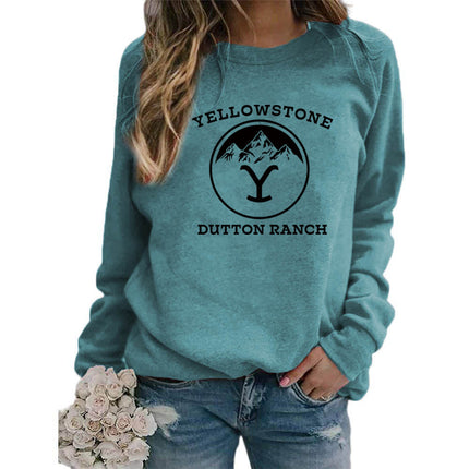 Amazon Cross-border Foreign Trade Source DUTTON RANCH Printed Round Neck Long Sleeve Women's Sweatshirt Jacket