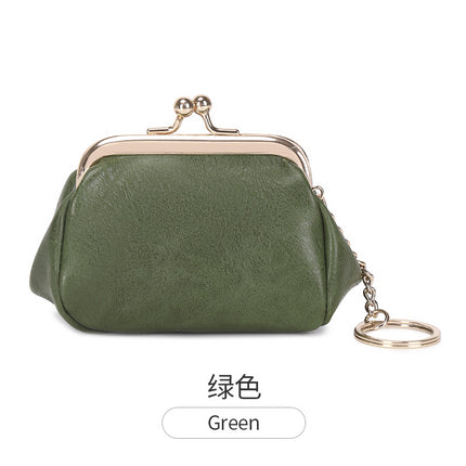Retro Clip Coin Purse 2024 New Girls Compact Portable Key Bag Solid Color Easiest for Match Coin Storage Bag