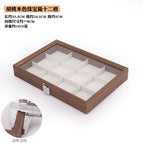 Walnut color white leather 12-grid box