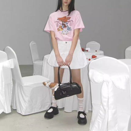 in stock 24 New South Korea Designer Trendy Brand 24 Summer Loose Loose Cute Puppy Short Sleeve Printed T-Shirt Loose Women's Top