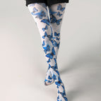 1826 blue big butterfly / Printed pantyhose free size