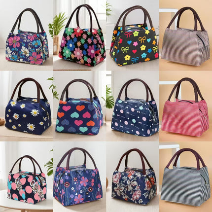 Oxford cloth printed lunch box bag new fashion casual ladies portable lunch bag hand mummy bag cartoon cute