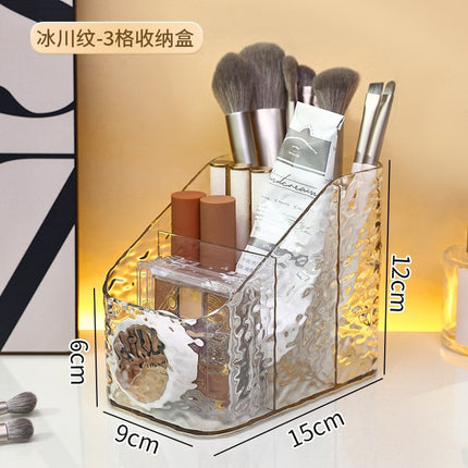 Light Luxury Cosmetics Storage Box Desktop Dressing Table Lipstick Skin Care Products Water Ripple Acrylic Large Capacity Storage Rack