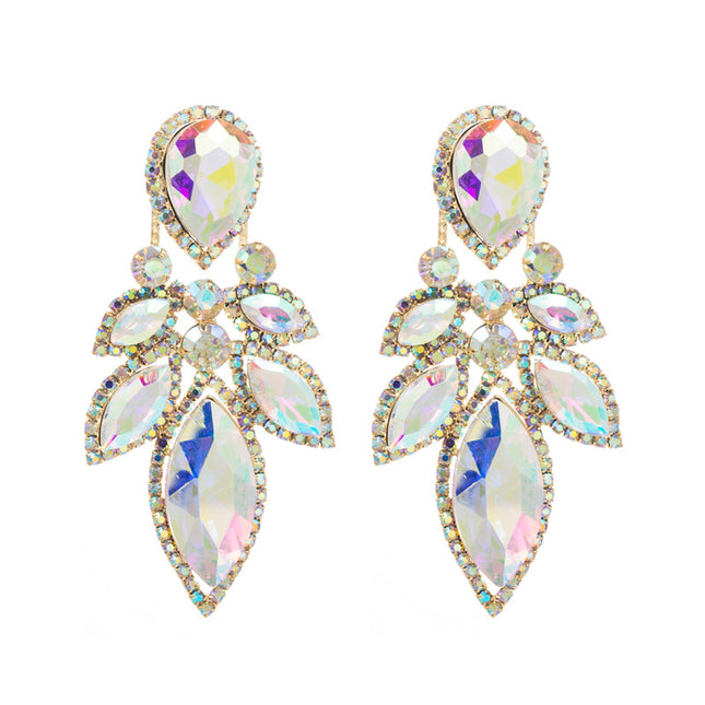 European and American high-end party earrings Women's Super flash fashion ins Wind alloy geometric earrings glass diamond earrings wholesale