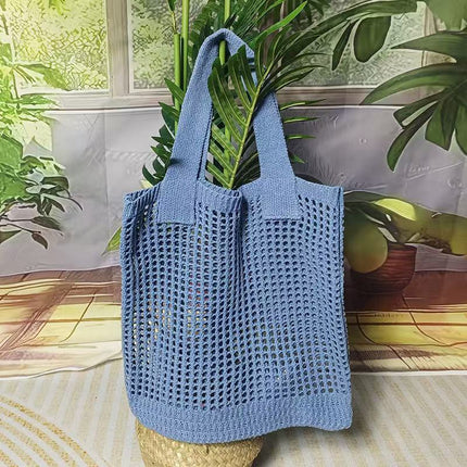 Han Feng Chic Hollow Woven Bag Fishing Net Bag Casual All-match Tote Bag Knitted Bag Shoulder Bag Holiday Beach Bag