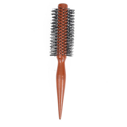 Curly Hair Comb for Women and Men, Wooden Curling Comb, Blow-Dry Styling Comb with Inner Buckle, Barber Shop, Hair Salon, Professional Cylinder Roller Comb