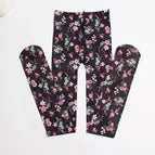 2515-1 black socks little flower / Printed pantyhose free size