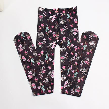 Cross-border thin printed pantyhose spring and autumn versatile butterfly wild abstract retro stockings women's socks anti-snagging wholesale