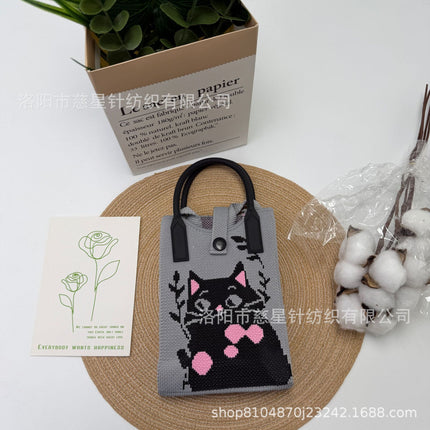 Girl's Heart-Shaped Knitted Crossbody Bag