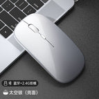 Space silver/bluetooth dual template [silent + rechargeable] + wireless + bluetooth 5.0