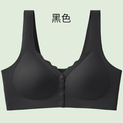Plus Size Women's Seamless Wireless Front-Closure Nursing Thin Vest-Style Bra for Breastfeeding, Makes Large Busts Appear Smaller and Beautiful Back