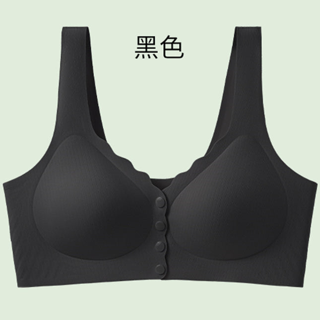 Plus Size Women's Seamless Wireless Front-Closure Nursing Thin Vest-Style Bra for Breastfeeding, Makes Large Busts Appear Smaller and Beautiful Back