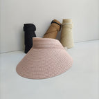 Pink large brim straw hat