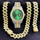 Gold and green gold (watch + bracelet + necklace)