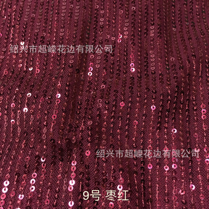26 Colors in Stock 3mm Straight Strip Spandex Elastic Mesh Fabric Sequin Embroidery Fabric Dress Clothing Spring and Summer Sequin Fabric