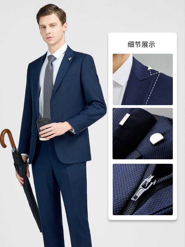 Luo Hao Suit Men's Suit Men's Casual Suit Sapphire Blue Bird's Eye Professional Formal Suit Jacket for Men and Women