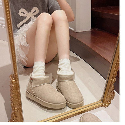 2025 New Snow Boots Large Size Foreign Trade Winter New Flat Short Cotton Shoes with Fleece Thickened Warm Snow Boots