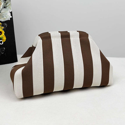 Cross-Border Dropshipping Knitted Bag Striped Clutch Bag for Women Fly-Knit Cloud Versatile Stylish Portable Makeup Bag Large Capacity