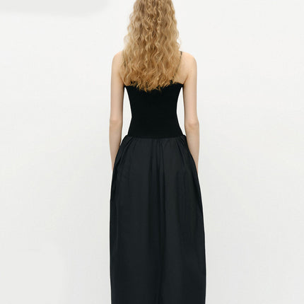 Dress 2025 Autum New Product New Chinoiserie Vase Skirt High Waist Flat Suspender Skirt Black Dress Women's Fashion
